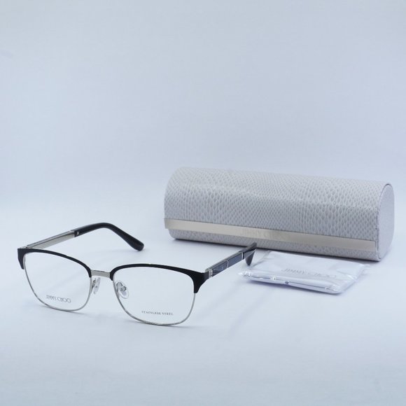 Jimmy Choo JC192 0003 00 Rectangle 54mm Eyeglasses - Matte Black/Silver - Picture 1 of 9